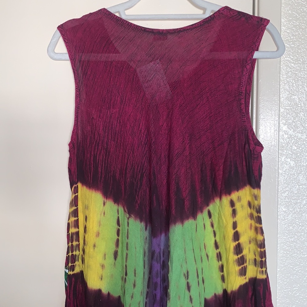 New Indian Bohemian Tie-Dye Sleeveless Caftan Umbrella Sun Dress - Picture 7 of 11